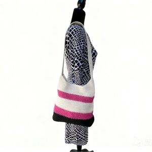 Villager Pink and Black Striped Shoulder Bag